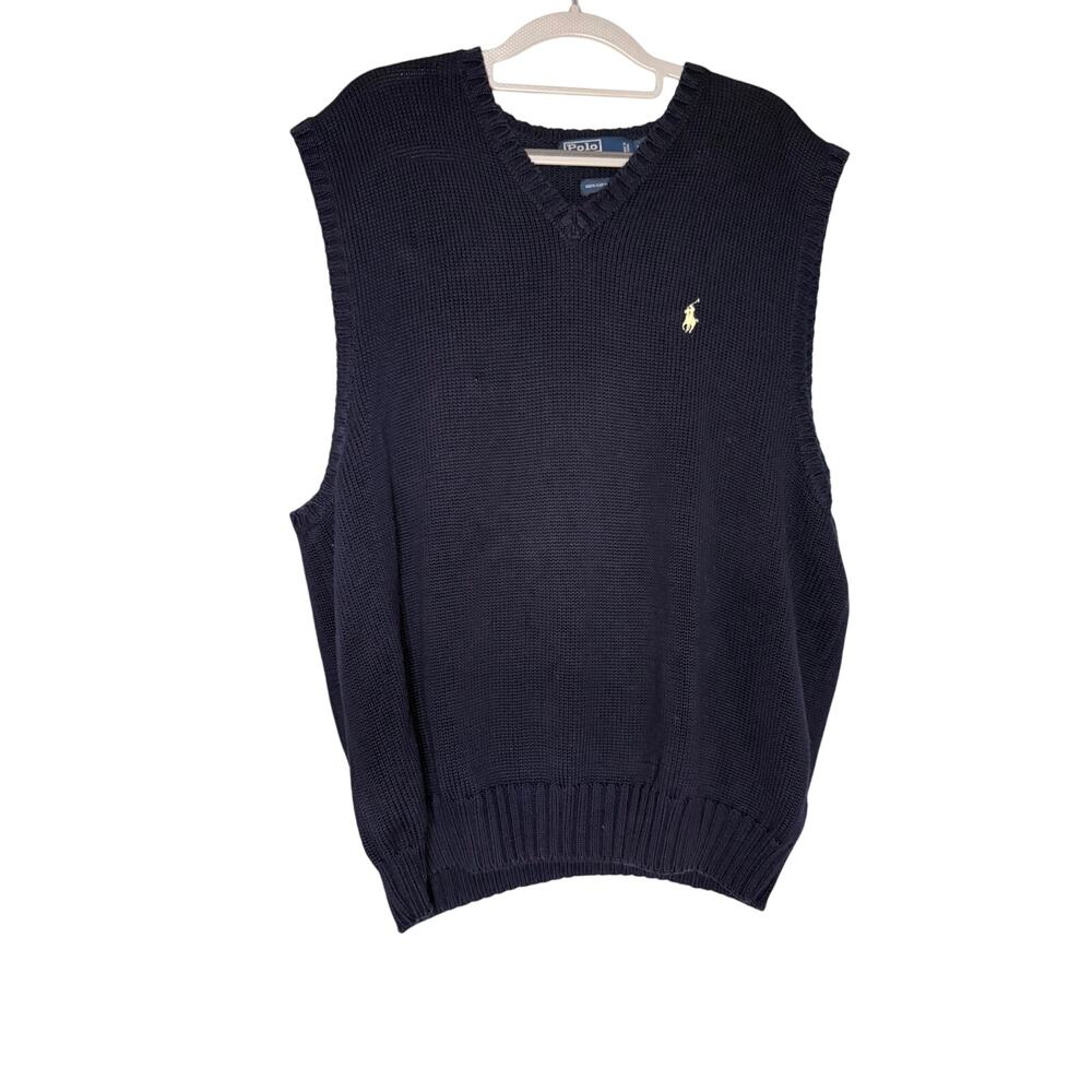 Polo Ralph Lauren navy blue knit sweater vest‎